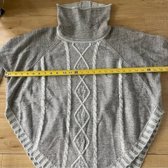 Maddison Boho Oversized Chunky Knit Turtleneck Sweater Cozychic Poncho - Picture 9 of 14